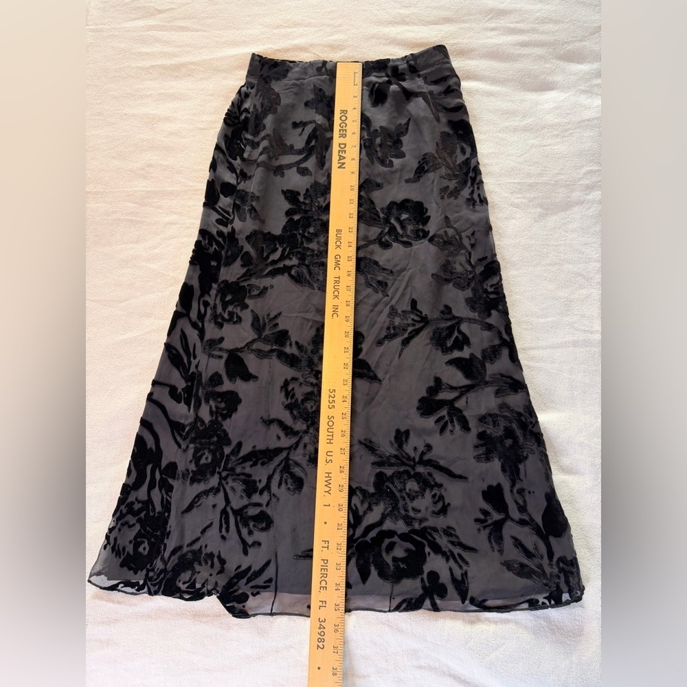 Vintage Dana Buchman Black New Old Stock Floral Burnout Skirt Sheer NWT Size 12 - Picture 11 of 12